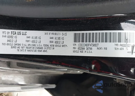 2015 Chrysler 200 Limited from USA, damaged, VIN 1C3CCCAB3FN730927